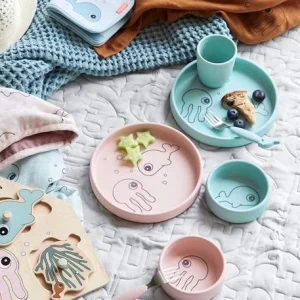Coffret Repas 3 Pièces DONE BY DEER Sea Friends En Silicone Bleu – Done By Deer 18
