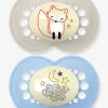 Lot De 2 Sucettes En Silicone MAM Nuit 6+ Beige + Bleu – Mam 17